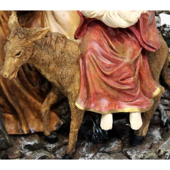 Nativity Mary Joseph Jesus Holy Family Scene Taper Candle Holder Sculpture Stone - Picture 5 of 12